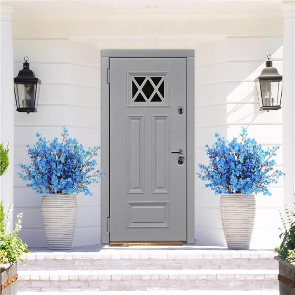 New 8Pcs Artificial Flowers Fake Babys Breath Bouquet,Blue Fake Flowers Plants - Picture 3 of 7